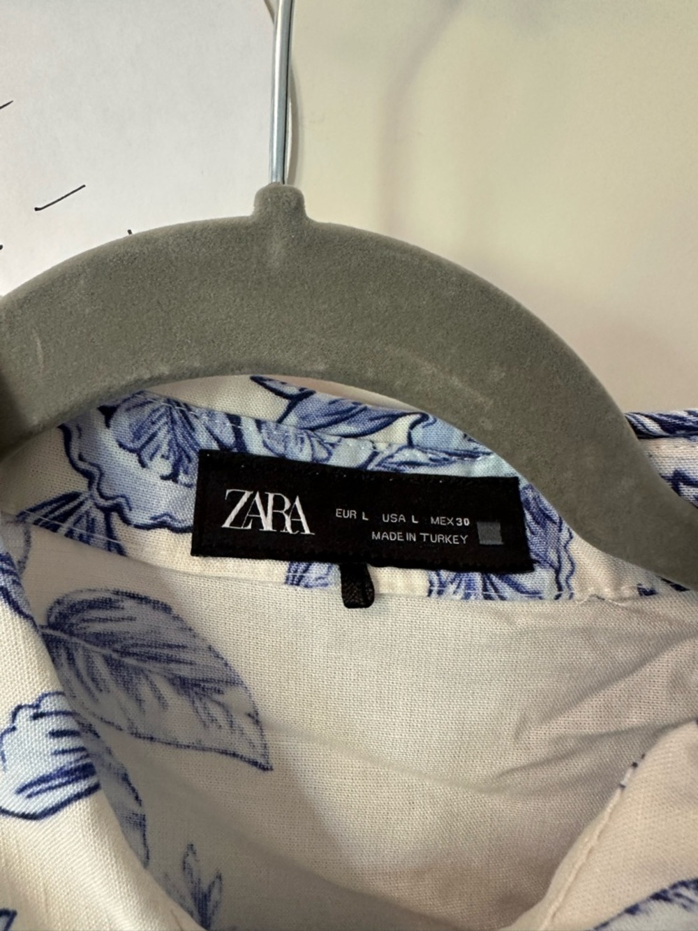 Zara Linen Shirt with Blue Floral Print - Picture 3 of 3